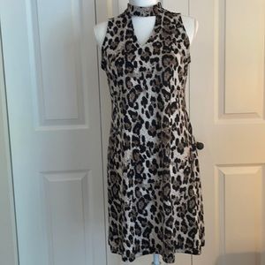 Prelude Animal Print Sleeveless Keyhole Dress SZ S